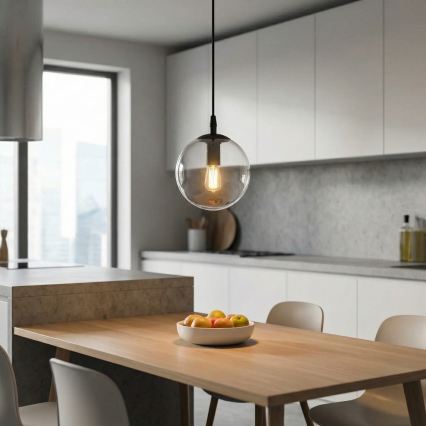 Luster na sajli COSMO 1xE14/10W/230V pr. 14 cm crna/prozirna