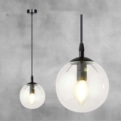 Luster na sajli COSMO 1xE14/10W/230V pr. 14 cm crna/prozirna