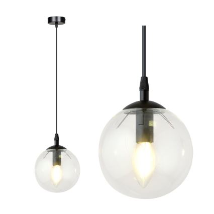 Luster na sajli COSMO 1xE14/10W/230V pr. 14 cm crna/prozirna