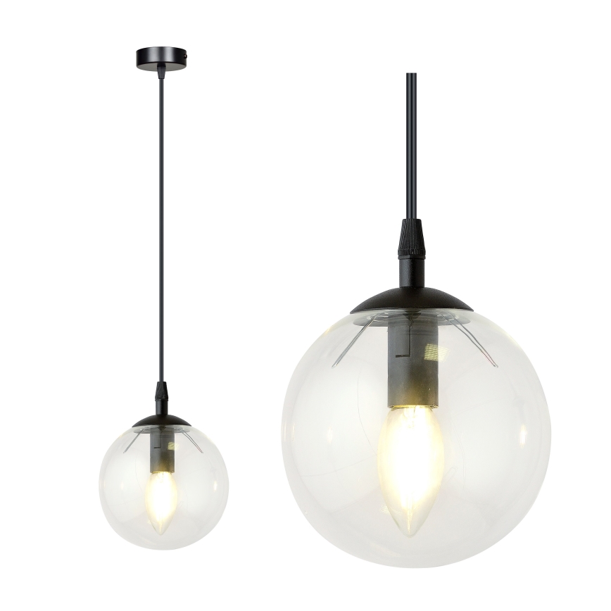 Luster na sajli COSMO 1xE14/10W/230V pr. 14 cm crna/prozirna