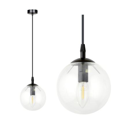 Luster na sajli COSMO 1xE14/10W/230V pr. 14 cm crna/prozirna