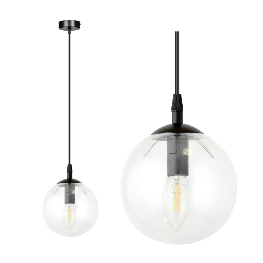 Luster na sajli COSMO 1xE14/10W/230V pr. 14 cm crna/prozirna