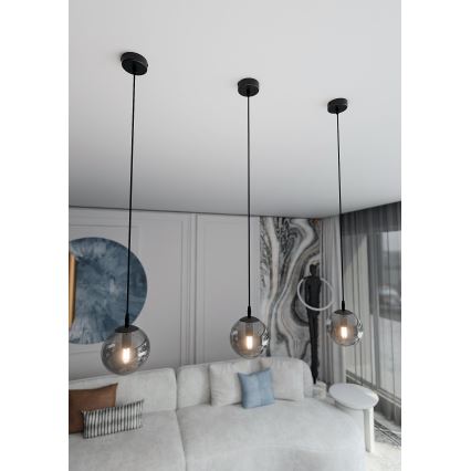 Luster na sajli COSMO 1xE14/10W/230V pr. 14 cm crna/siva