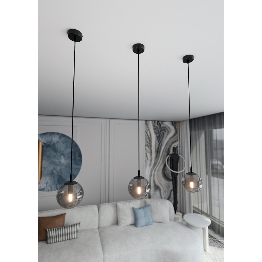 Luster na sajli COSMO 1xE14/10W/230V pr. 14 cm crna/siva