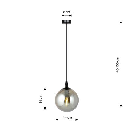Luster na sajli COSMO 1xE14/10W/230V pr. 14 cm crna/siva