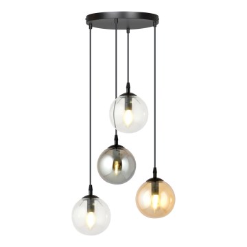 Luster na sajli COSMO 4xE14/10W/230V pr. 40 cm crna/siva/bež/prozirna