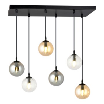 Luster na sajli COSMO 6xE14/10W/230V crna/siva/bež/prozirna