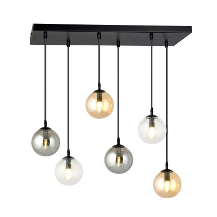 Luster na sajli COSMO 6xE14/10W/230V crna/siva/bež/prozirna
