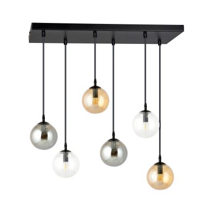 Luster na sajli COSMO 6xE14/10W/230V crna/siva/bež/prozirna