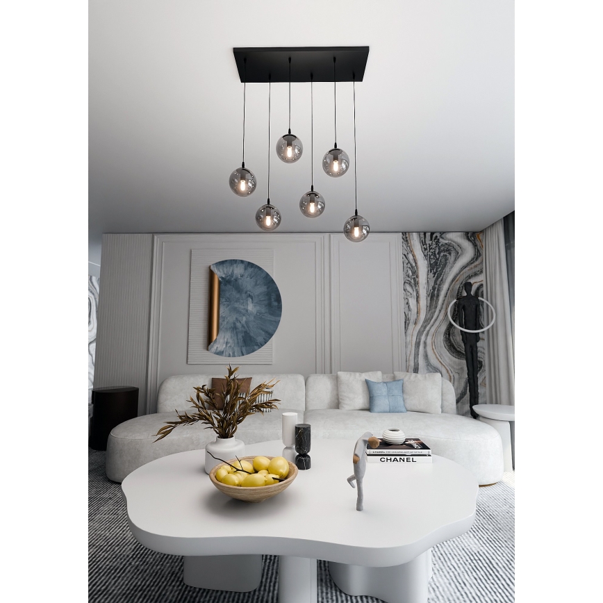 Luster na sajli COSMO 6xE14/10W/230V crna/siva