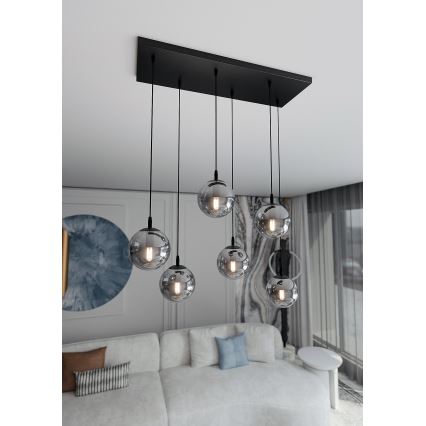 Luster na sajli COSMO 6xE14/10W/230V crna/siva