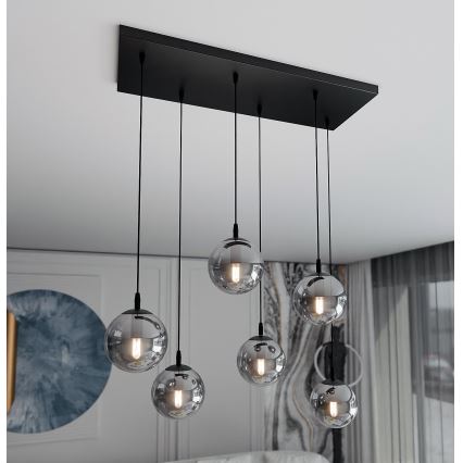 Luster na sajli COSMO 6xE14/10W/230V crna/siva
