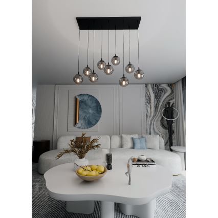 Luster na sajli COSMO 9xE14/10W/230V crna/siva