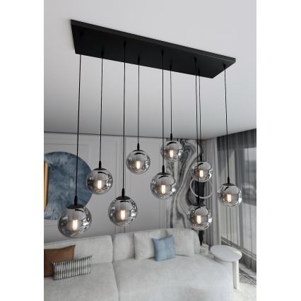 Luster na sajli COSMO 9xE14/10W/230V crna/siva