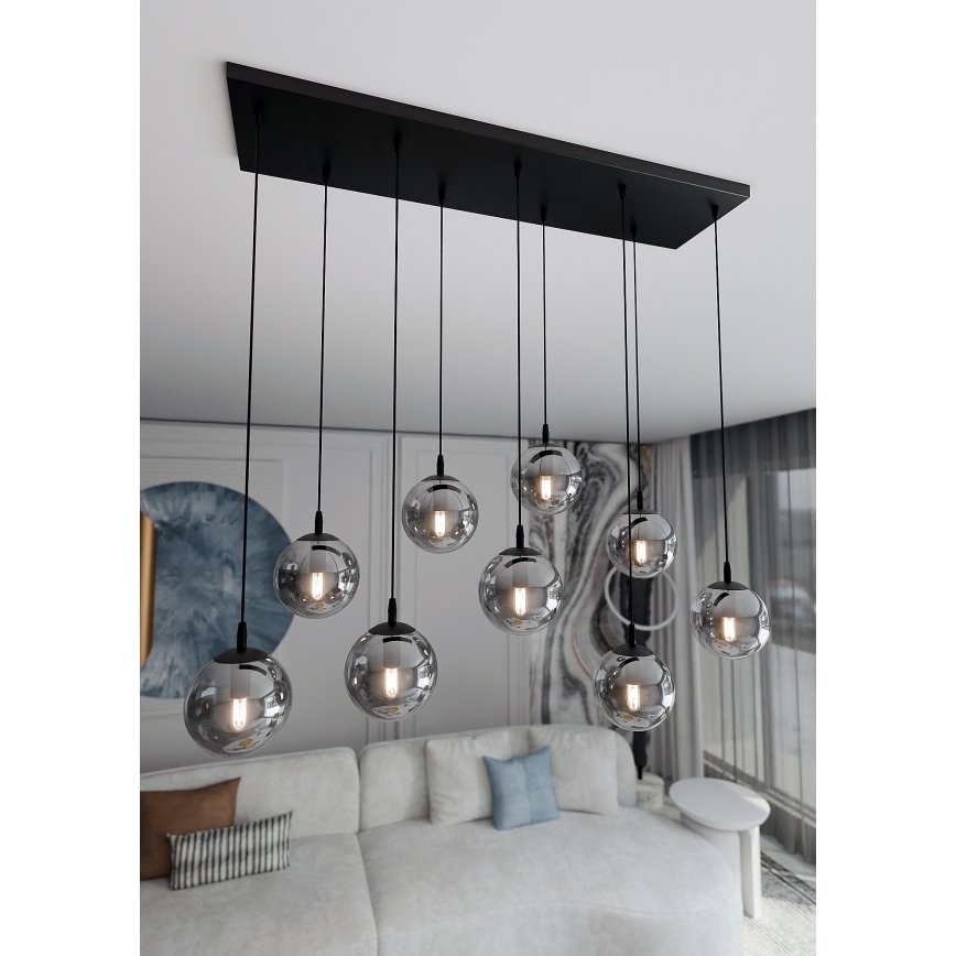 Luster na sajli COSMO 9xE14/10W/230V crna/siva