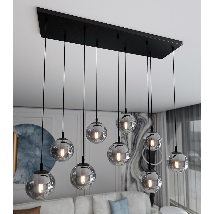 Luster na sajli COSMO 9xE14/10W/230V crna/siva