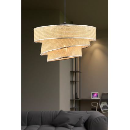 Luster na sajli COUPER 1xE27/60W/230V bež/sjajni krom