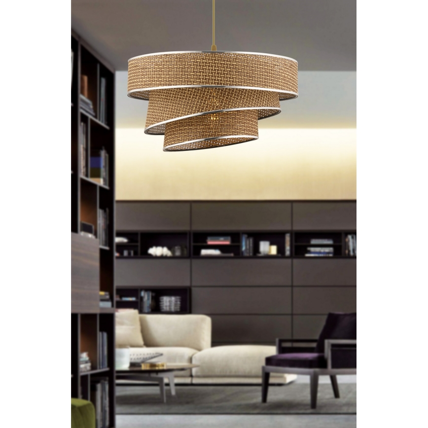 Luster na sajli COUPER 1xE27/60W/230V smeđa/sjajni krom