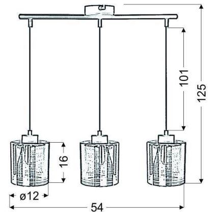 Luster na sajli COX 3xE27/60W/230V