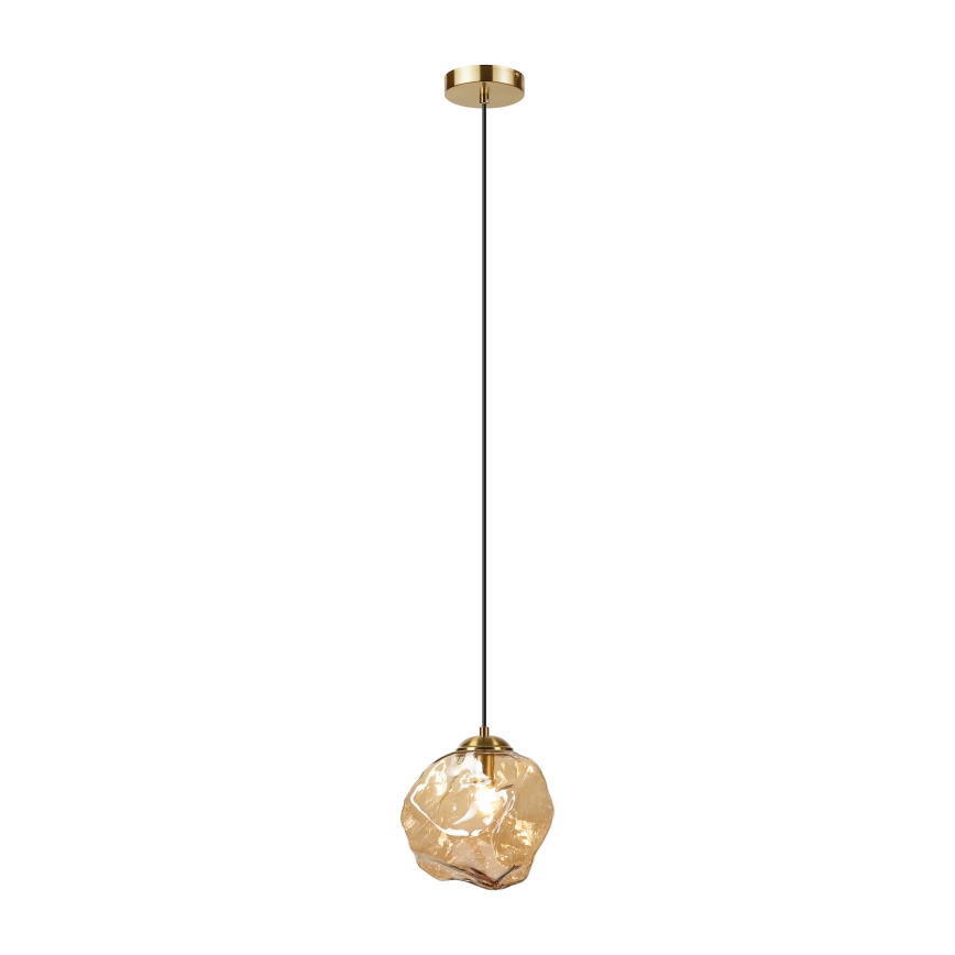 Luster na sajli CRISTAL 1xE14/15W/230V mesing/dimno bež