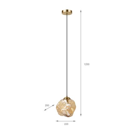 Luster na sajli CRISTAL 1xE14/15W/230V mesing/dimno bež