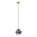 Luster na sajli CRISTAL 1xE14/15W/230V mesing/zadimljeno-crna