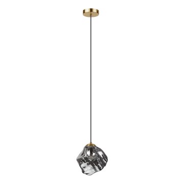 Luster na sajli CRISTAL 1xE14/15W/230V mesing/zadimljeno-crna