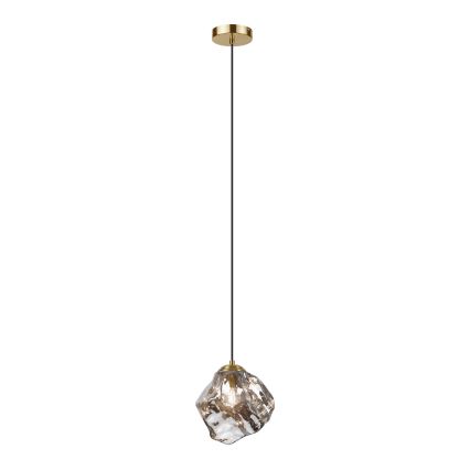 Luster na sajli CRISTAL 1xE14/15W/230V mesing/zadimljeno-crna