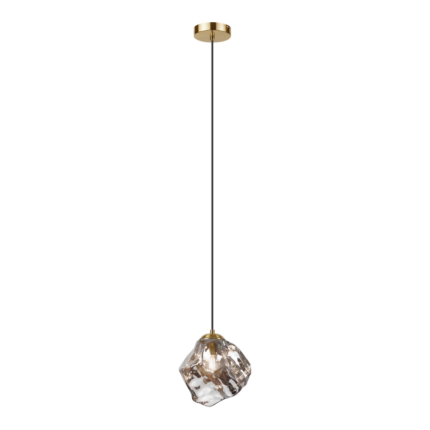 Luster na sajli CRISTAL 1xE14/15W/230V mesing/zadimljeno-crna