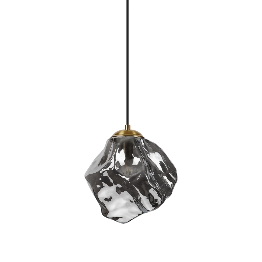 Luster na sajli CRISTAL 1xE14/15W/230V mesing/zadimljeno-crna