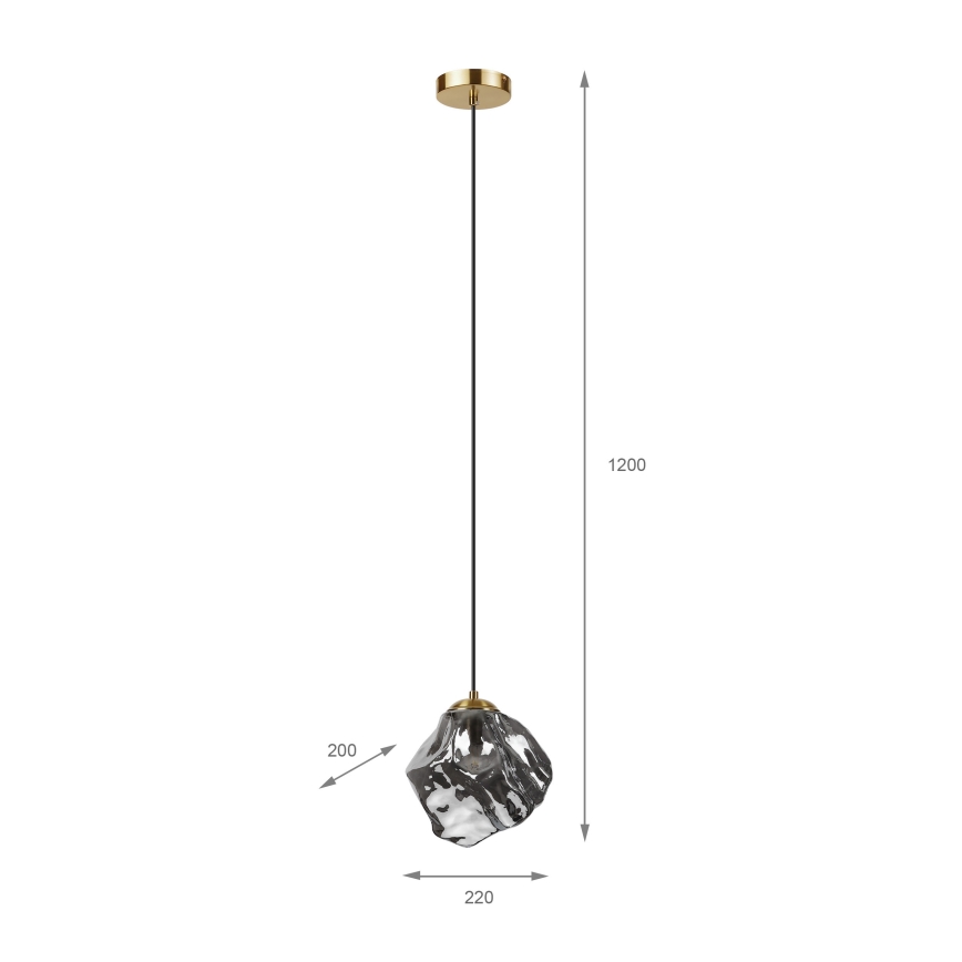 Luster na sajli CRISTAL 1xE14/15W/230V mesing/zadimljeno-crna