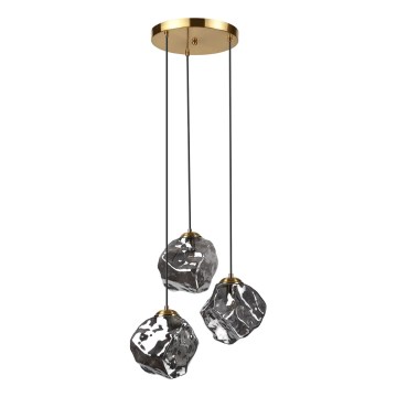 Luster na sajli CRISTAL 3xE14/15W/230V mesing/dimljena crna