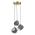 Luster na sajli CRISTAL 3xE14/15W/230V mesing/dimljena crna