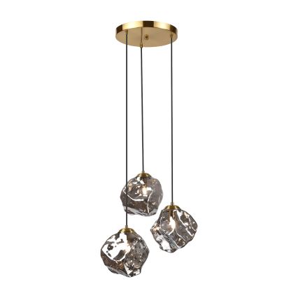 Luster na sajli CRISTAL 3xE14/15W/230V mesing/dimljena crna