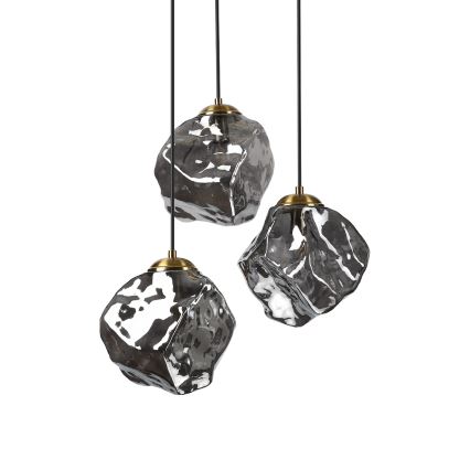 Luster na sajli CRISTAL 3xE14/15W/230V mesing/dimljena crna