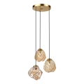 Luster na sajli CRISTAL 3xE14/15W/230V mesing/zadimljeno bež