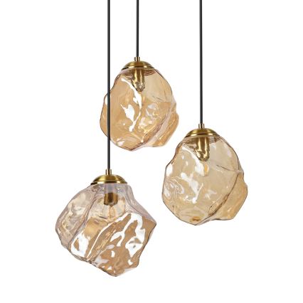 Luster na sajli CRISTAL 3xE14/15W/230V mesing/zadimljeno bež