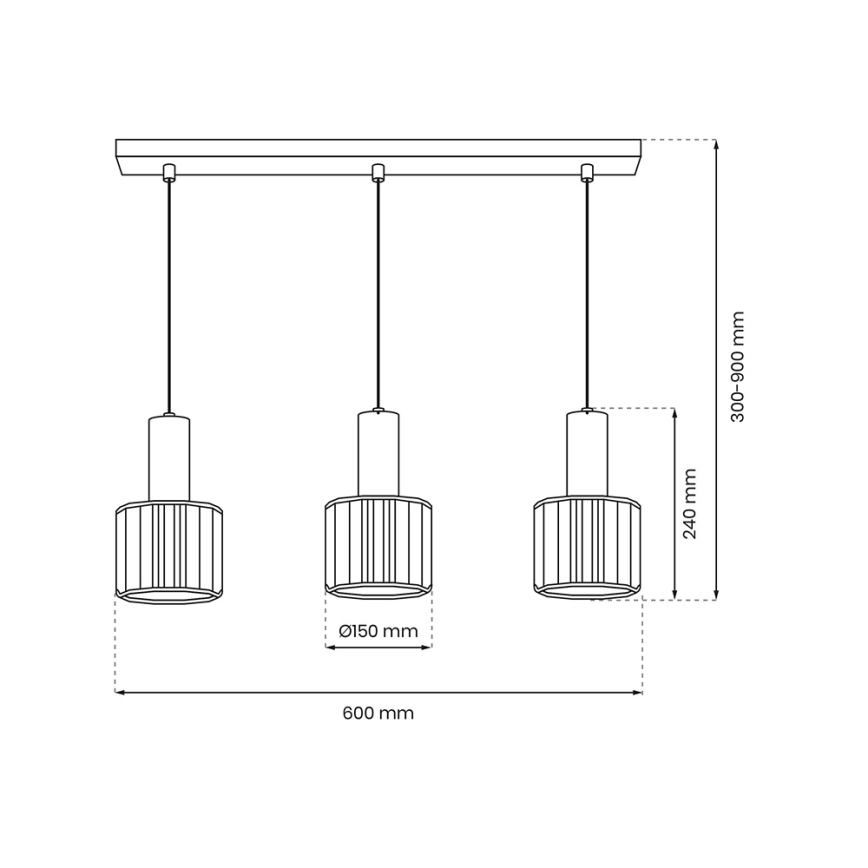 Luster na sajli CRISTAL 3xE27/60W/230V crna