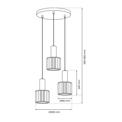 Luster na sajli CRISTAL 3xE27/60W/230V crna