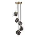Luster na sajli CRISTAL 5xE14/15W/230V mesing/dimljeno crna