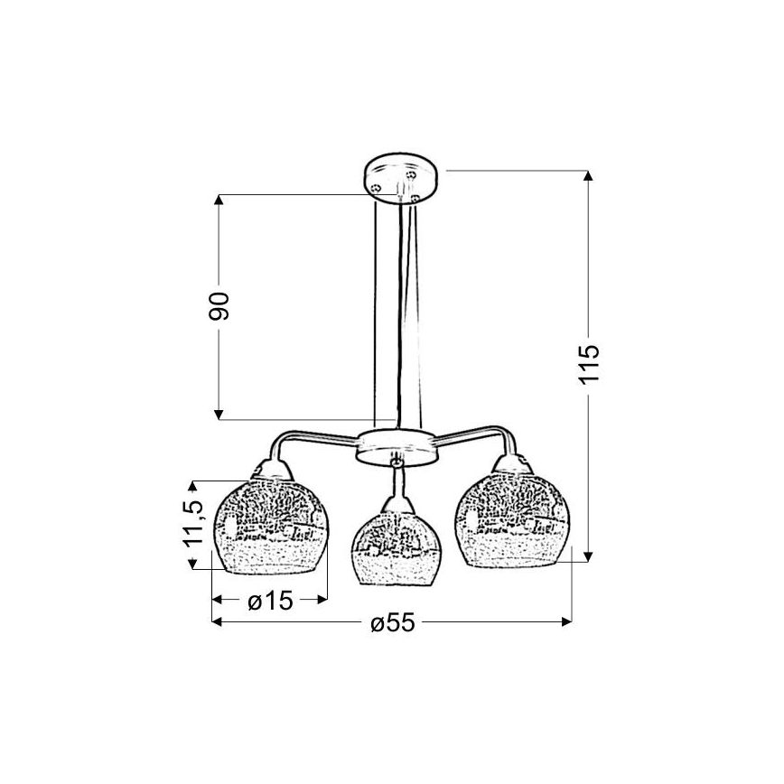 Luster na sajli CROMINA 3xE27/60W/230V