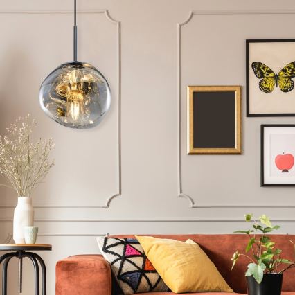 Luster na sajli CRUMPLED 1xE27/24W/230V Ø 18 cm, dimljen