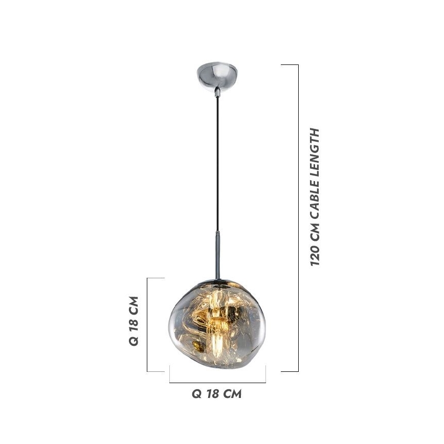 Luster na sajli CRUMPLED 1xE27/24W/230V Ø 18 cm, dimljen