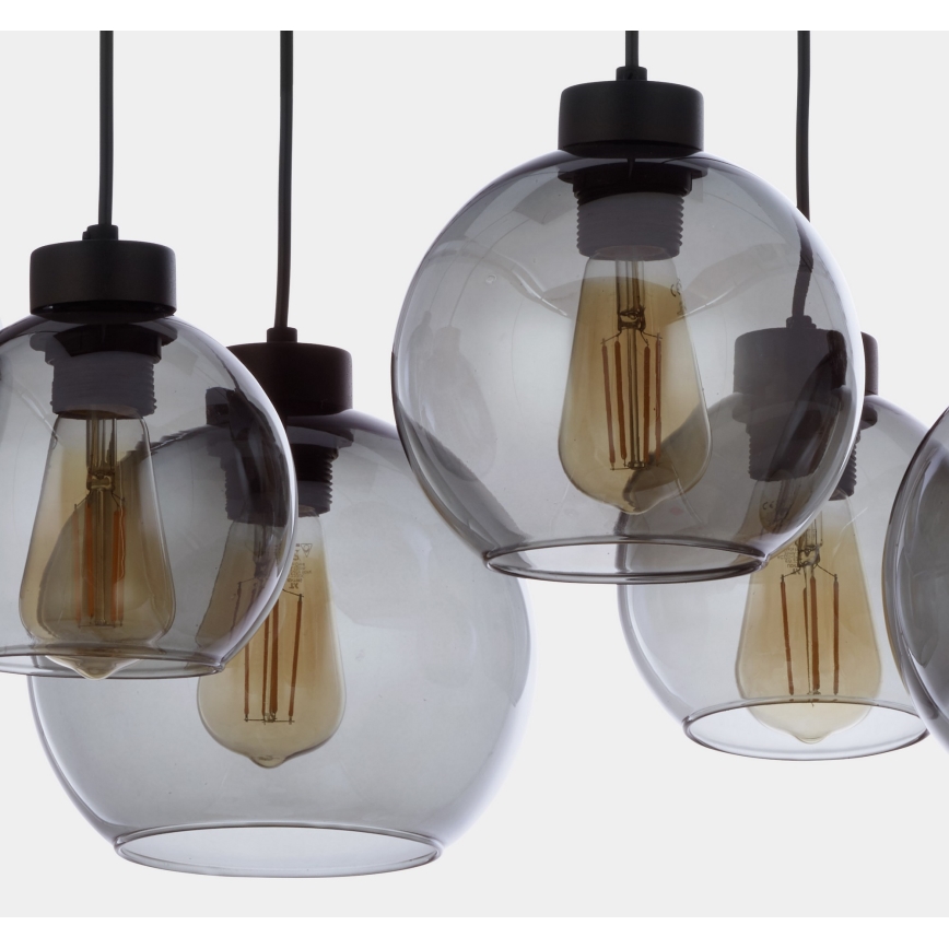 Luster na sajli CUBUS 6xE27/60W/230V crna