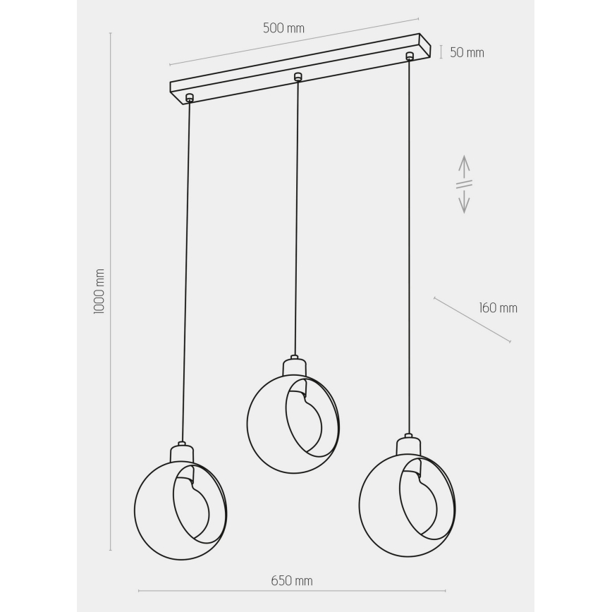 Luster na sajli CYKLOP 3xE27/60W/230V bijela