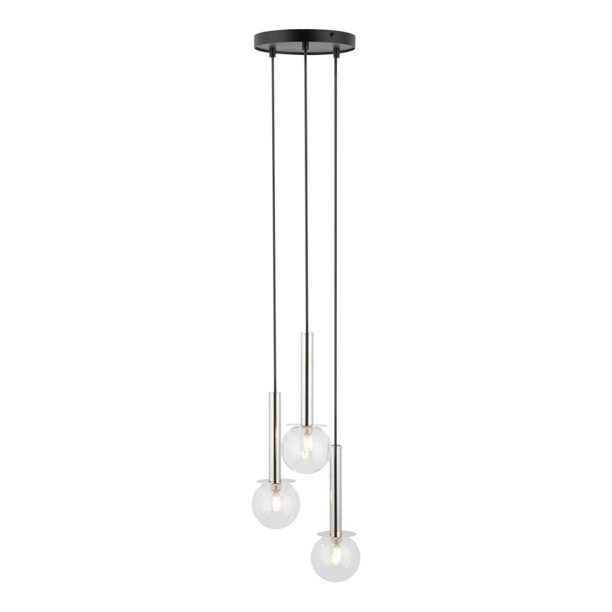 Luster na sajli DAISY 3xG9/12W/230V pr. 27 cm sjajni krom/crna/prozirna