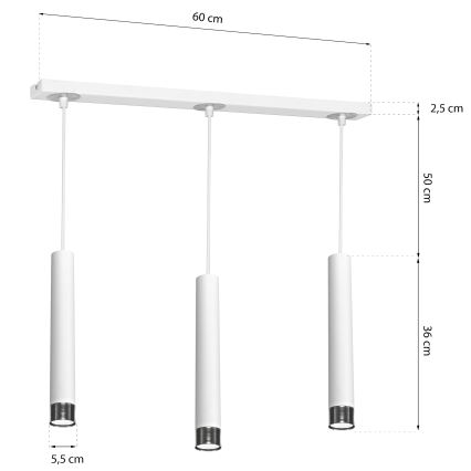 Luster na sajli DANI 3xGU10/8W/230V