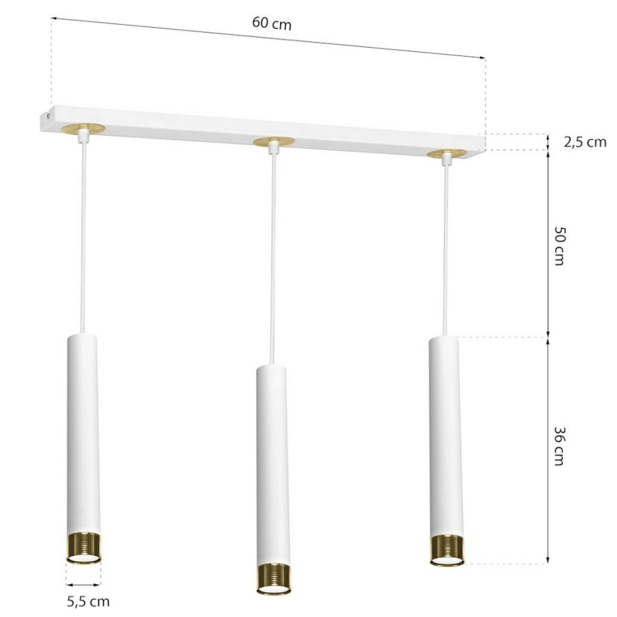 Luster na sajli DANI 3xGU10/8W/230V