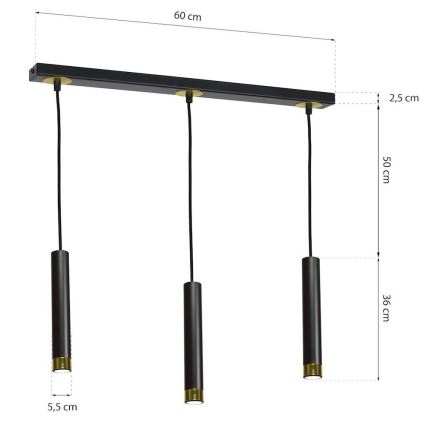 Luster na sajli DANI 3xGU10/8W/230V