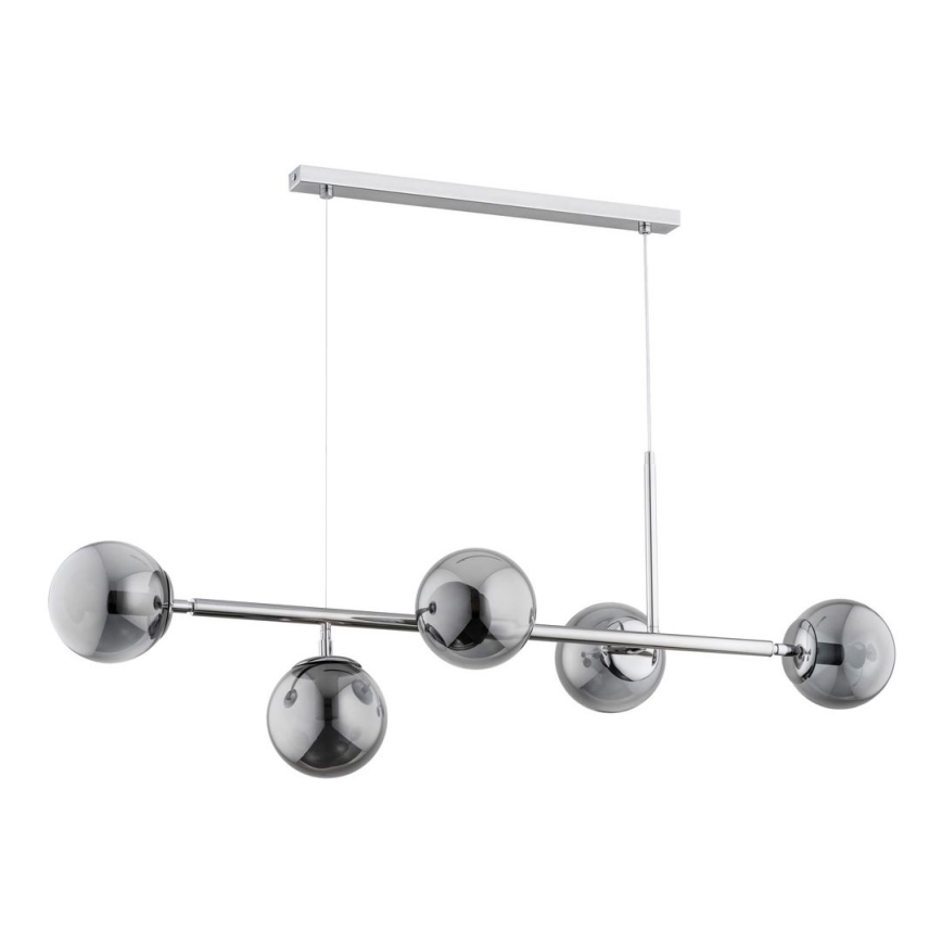 Luster na sajli DANSA 5xE14/10W/230V siva/sjajni krom